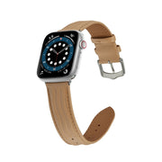 Embossed Line Genuine Leather Watch Band For Apple Watch 42mm(Khaki)