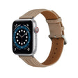 Embossed Line Genuine Leather Watch Band For Apple Watch 9 41mm(Milky Brown) - Watch Bands by PMC TechLife | Online Shopping South Africa | PMC TechLife