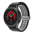 For Samsung Galaxy Watch5 Double-row Hole Folding Buckle Silicone Watch Band(Black Grey) - Watch Bands by PMC TechLife | Online Shopping South Africa | PMC TechLife