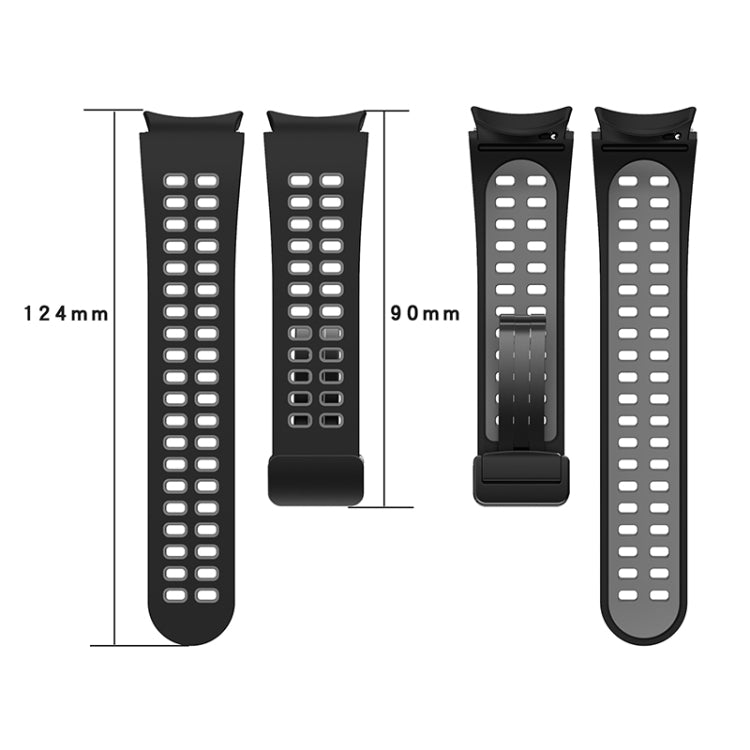 For Samsung Galaxy Watch5 Double-row Hole Folding Buckle Silicone Watch Band(Blue Black)
