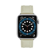 Embossed Love Genuine Leather Watch Band For Apple Watch 5 40mm(Milky White)