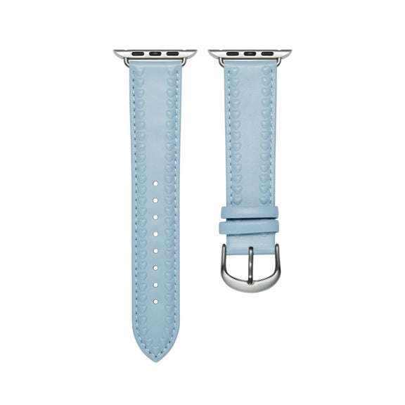 Embossed Love Genuine Leather Watch Band For Apple Watch 2 38mm(Blue)