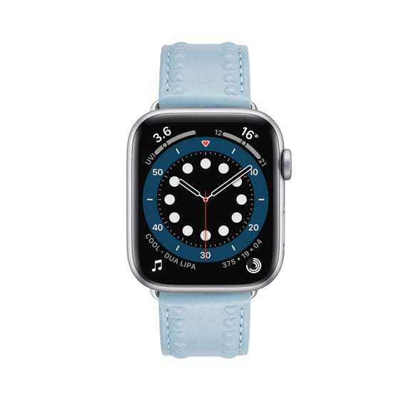 Embossed Love Genuine Leather Watch Band For Apple Watch 2 38mm(Blue)