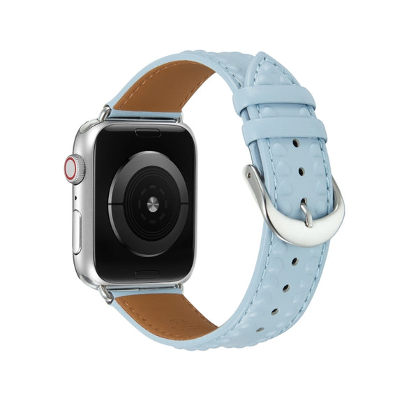 Embossed Love Genuine Leather Watch Band For Apple Watch 2 38mm(Blue)