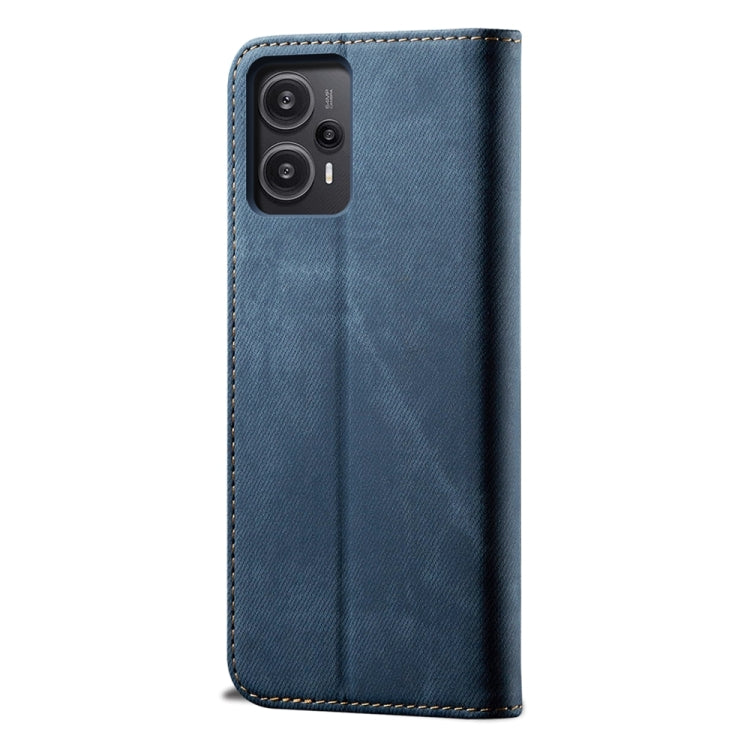 For Xiaomi Redmi Note 12 Turbo / Poco F5 Denim Texture Casual Style Flip Leather Phone Case(Blue)