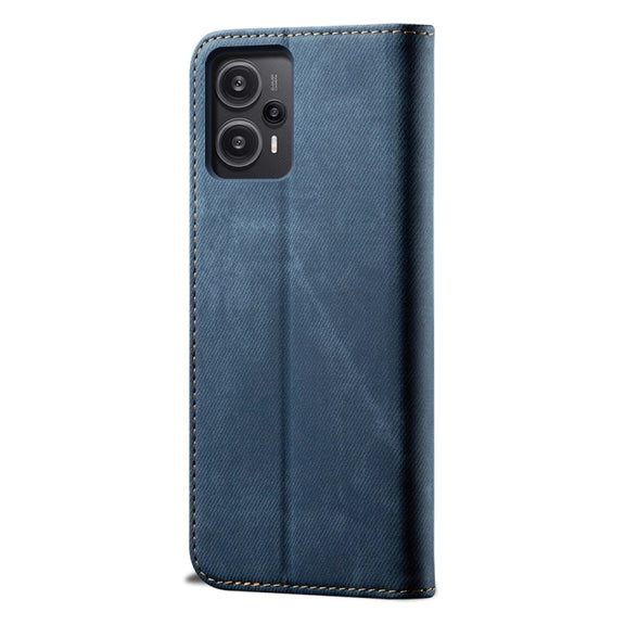 For Xiaomi Redmi Note 12 Turbo / Poco F5 Denim Texture Casual Style Flip Leather Phone Case(Blue)