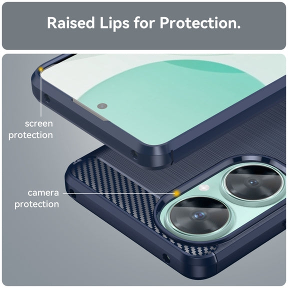 For Huawei Enjoy 60 Pro Brushed Texture Carbon Fiber TPU Phone Case(Blue)