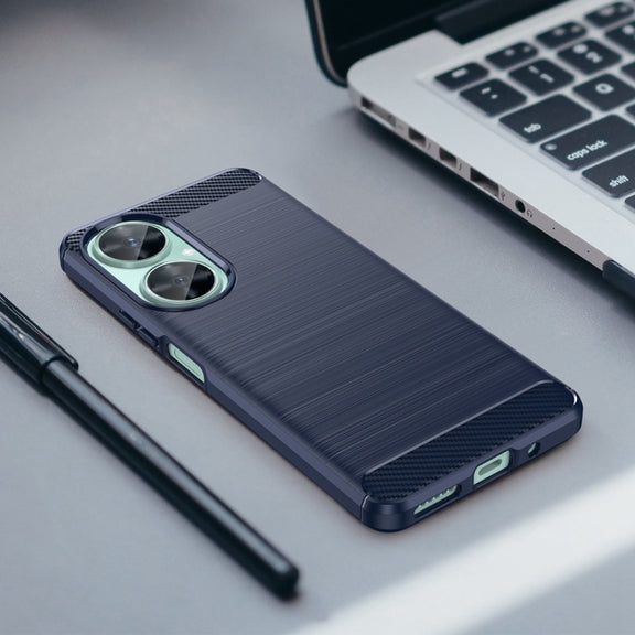 For Huawei Enjoy 60 Pro Brushed Texture Carbon Fiber TPU Phone Case(Blue)