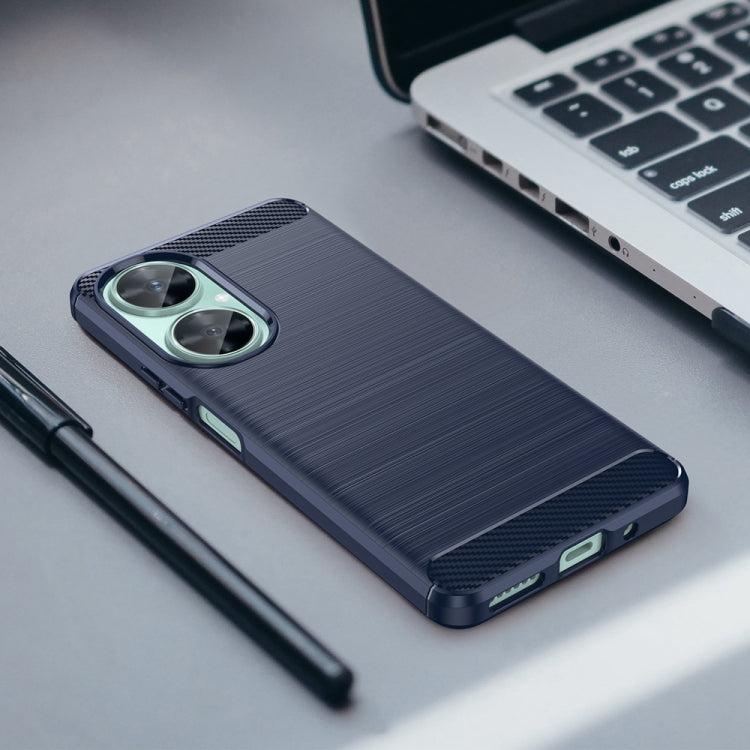 For Huawei Enjoy 60 Pro Brushed Texture Carbon Fiber TPU Phone Case(Blue)