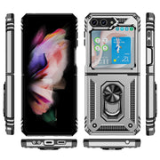 For Samsung Galaxy Z Flip5 Shockproof TPU + PC Phone Case with Holder(Silver)