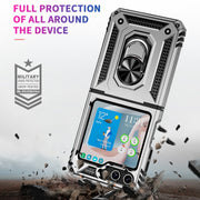 For Samsung Galaxy Z Flip5 Shockproof TPU + PC Phone Case with Holder(Silver)