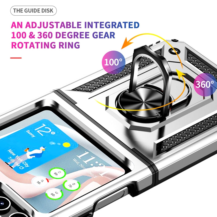 For Samsung Galaxy Z Flip5 Shockproof TPU + PC Phone Case with Holder(Silver)