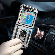 For Samsung Galaxy Z Flip5 Shockproof TPU + PC Phone Case with Holder(Silver)