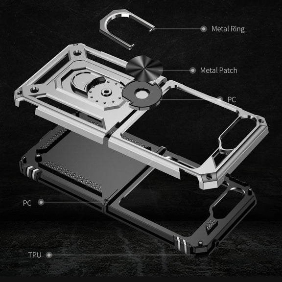 For Samsung Galaxy Z Flip5 Shockproof TPU + PC Phone Case with Holder(Silver)