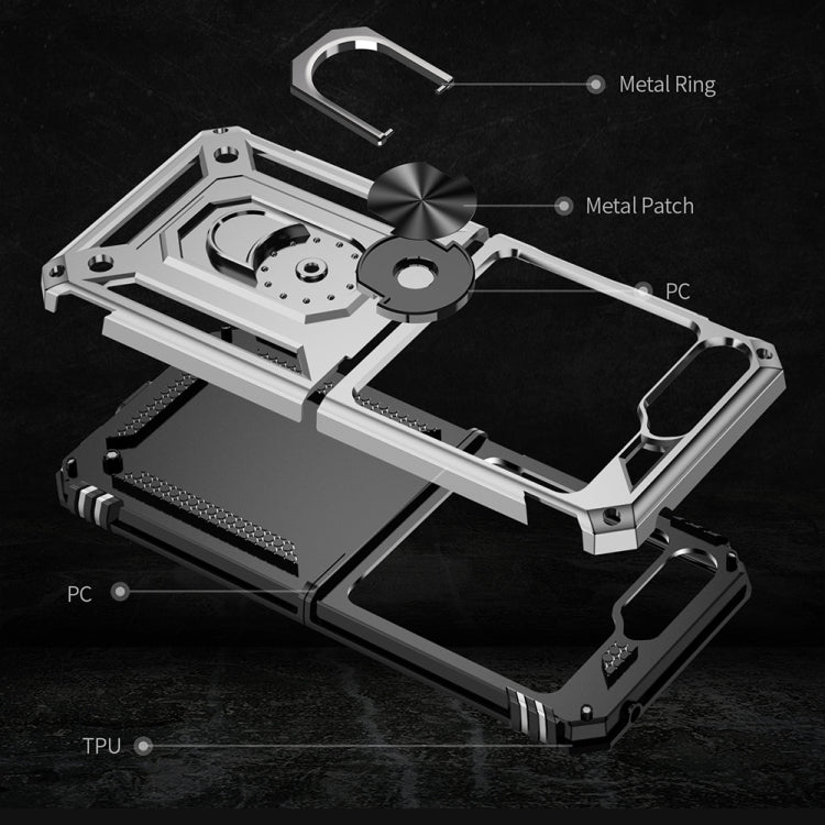 For Samsung Galaxy Z Flip5 Shockproof TPU + PC Phone Case with Holder(Silver)