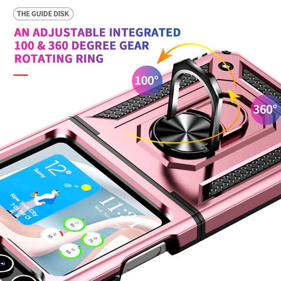 For Samsung Galaxy Z Flip5 Shockproof TPU + PC Phone Case with Holder(Rose Gold)