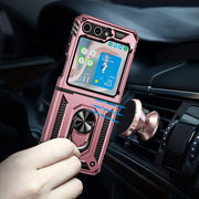 For Samsung Galaxy Z Flip5 Shockproof TPU + PC Phone Case with Holder(Rose Gold)