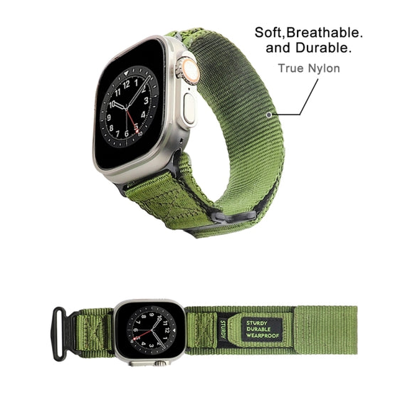 Nylon Two Section Watch Band For Apple Watch Ultra 49mm(Dark Green)