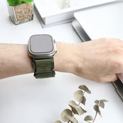 Nylon Two Section Watch Band For Apple Watch 8 41mm(Dark Green)