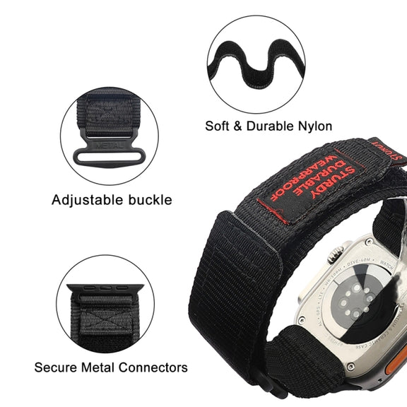 Nylon Two Section Watch Band For Apple Watch 7 45mm(Black)