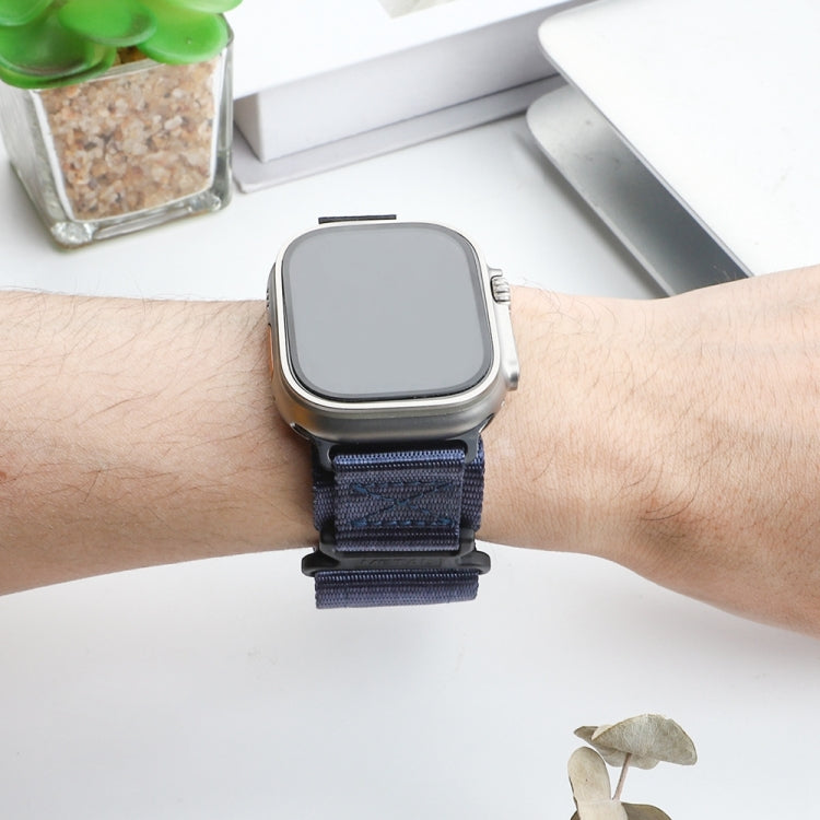 Nylon Two Section Watch Band For Apple Watch 7 45mm(Blue)