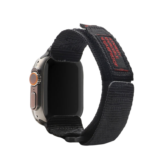 Nylon Two Section Watch Band For Apple Watch SE 44mm(Black)