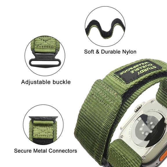Nylon Two Section Watch Band For Apple Watch 4 44mm(Dark Green)