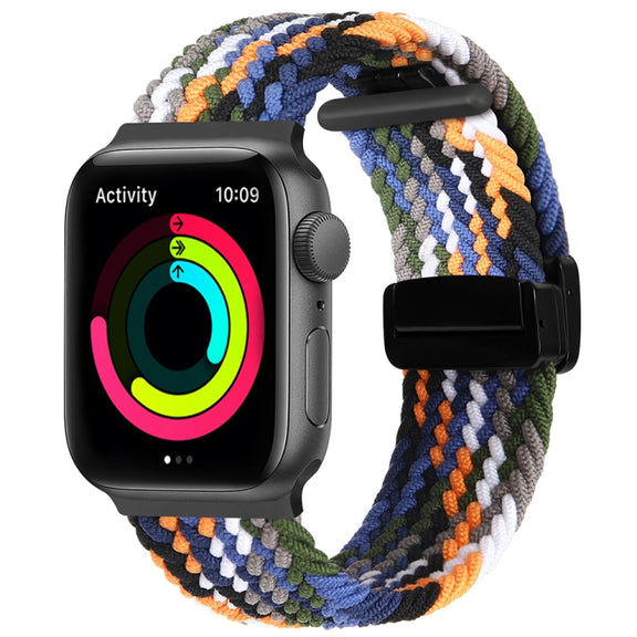 Magnetic Fold Clasp Woven Watch Band For Apple Watch 2 38mm(Denim Color)