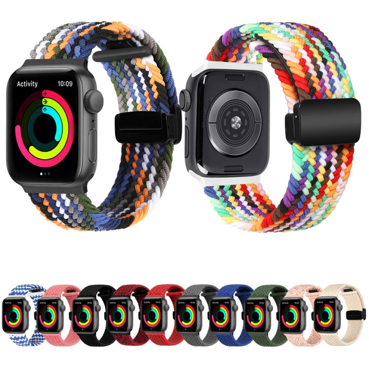Magnetic Fold Clasp Woven Watch Band For Apple Watch 5 40mm(Red)