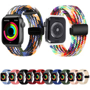 Magnetic Fold Clasp Woven Watch Band For Apple Watch 4 44mm(Green)