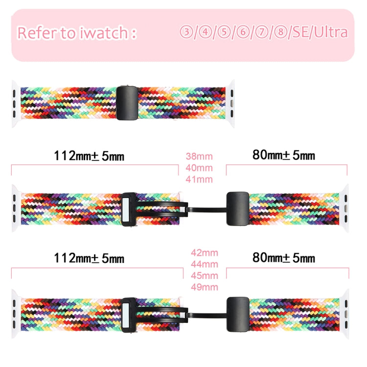Magnetic Fold Clasp Woven Watch Band For Apple Watch 42mm(Starlight Color)