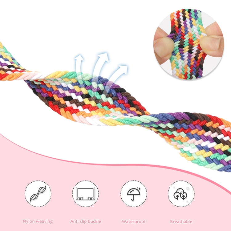 Magnetic Fold Clasp Woven Watch Band For Apple Watch 42mm(Black Sand Red)