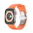 Metal Butterfly Buckle Silicone Watch Band For Apple Watch 42mm(Orange) - Watch Bands by PMC TechLife | Online Shopping South Africa | PMC TechLife
