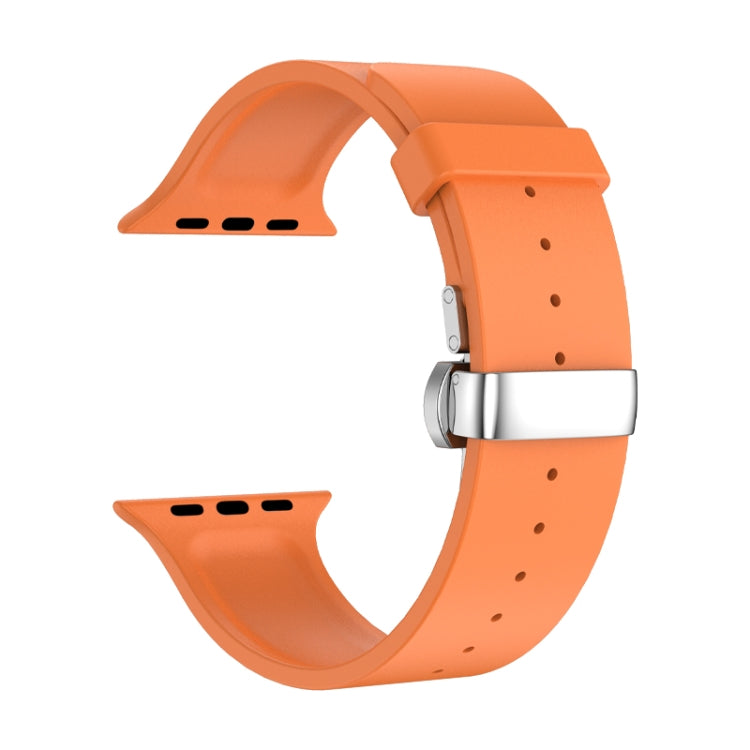 Metal Butterfly Buckle Silicone Watch Band For Apple Watch 42mm(Orange)