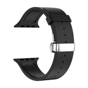 Metal Butterfly Buckle Silicone Watch Band For Apple Watch 38mm(Black)