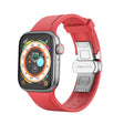 Metal Butterfly Buckle Silicone Watch Band For Apple Watch 38mm(Red) - Watch Bands by PMC TechLife | Online Shopping South Africa | PMC TechLife