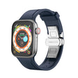 Metal Butterfly Buckle Silicone Watch Band For Apple Watch 38mm(Blue) - Watch Bands by PMC TechLife | Online Shopping South Africa | PMC TechLife