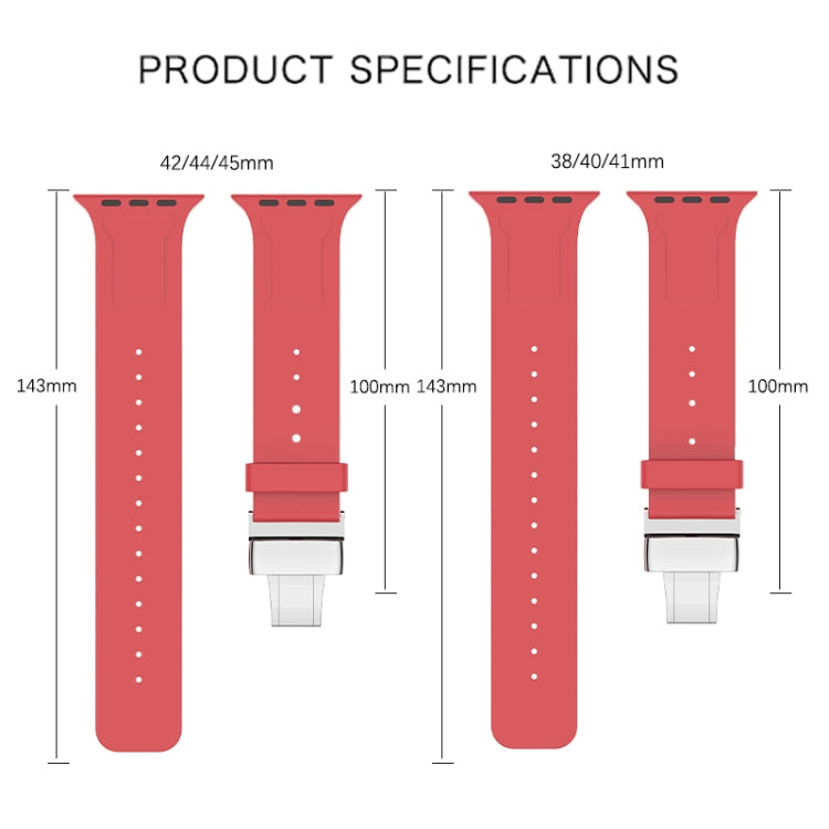 Metal Butterfly Buckle Silicone Watch Band For Apple Watch SE 44mm(Orange)