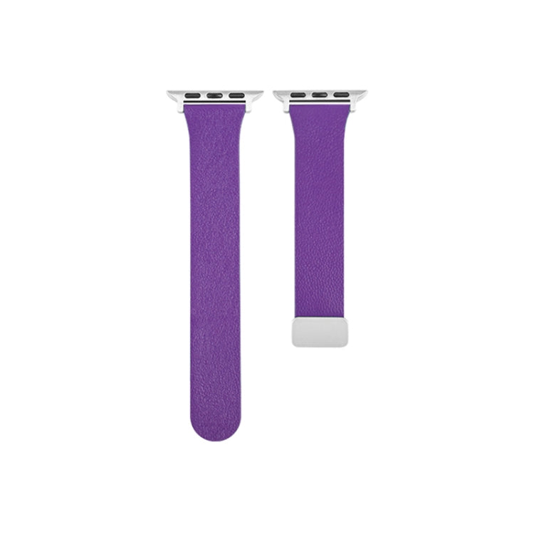 Sheepskin Texture Magnetic Folding Buckle Watch Band For Apple Watch 6 40mm(Purple)