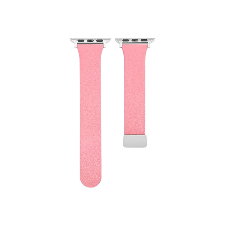 Sheepskin Texture Magnetic Folding Buckle Watch Band For Apple Watch 5 44mm(Pink)