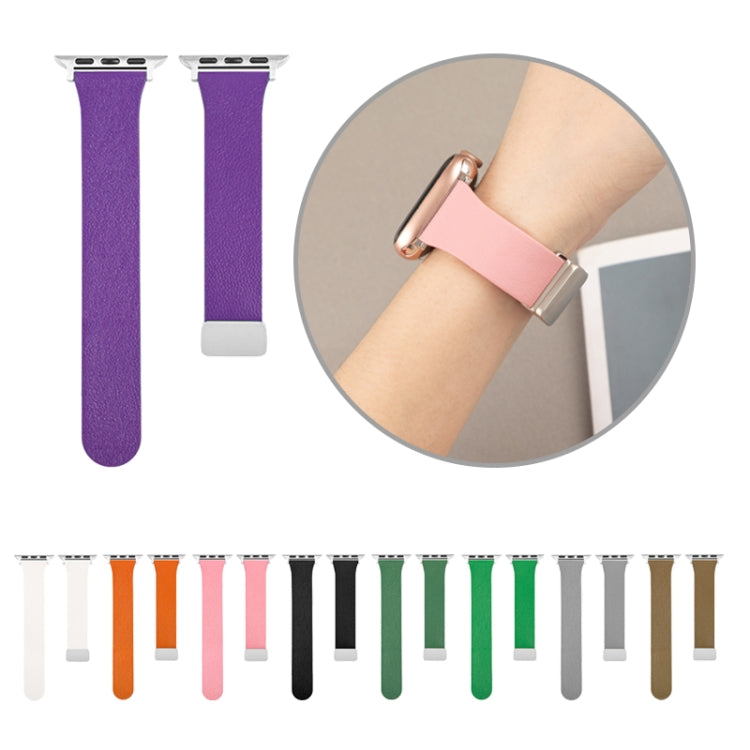 Sheepskin Texture Magnetic Folding Buckle Watch Band For Apple Watch 42mm(Pink)