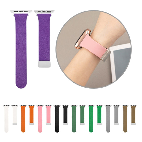 Sheepskin Texture Magnetic Folding Buckle Watch Band For Apple Watch 42mm(Light Brown)