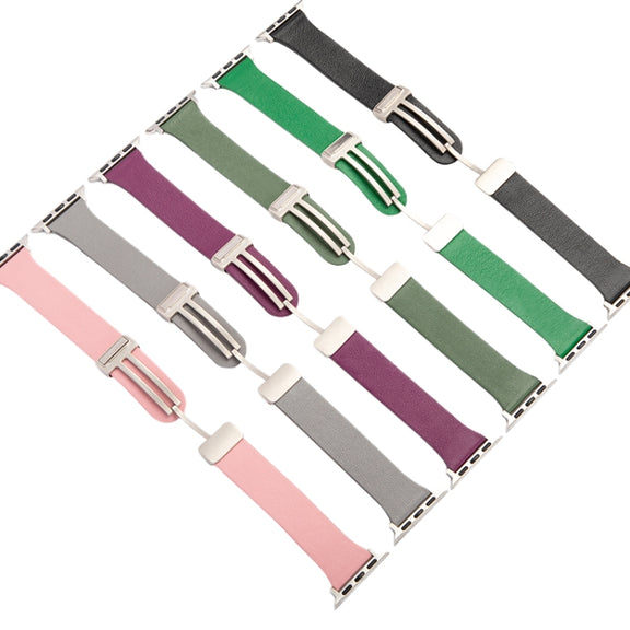 Sheepskin Texture Magnetic Folding Buckle Watch Band For Apple Watch 4 40mm(Orange)