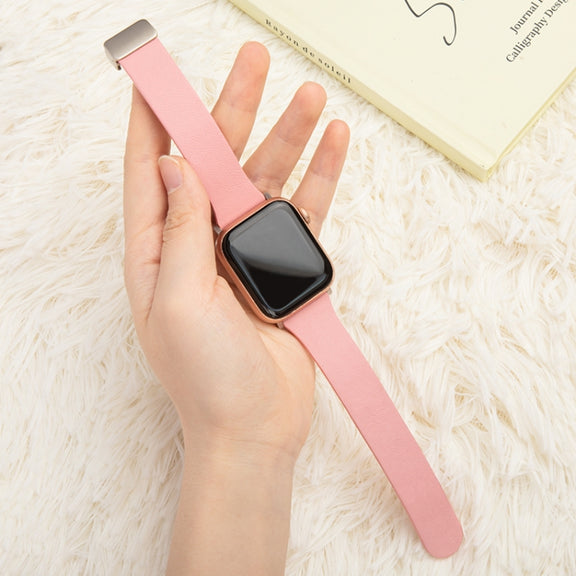 Sheepskin Texture Magnetic Folding Buckle Watch Band For Apple Watch 4 44mm(Grey)