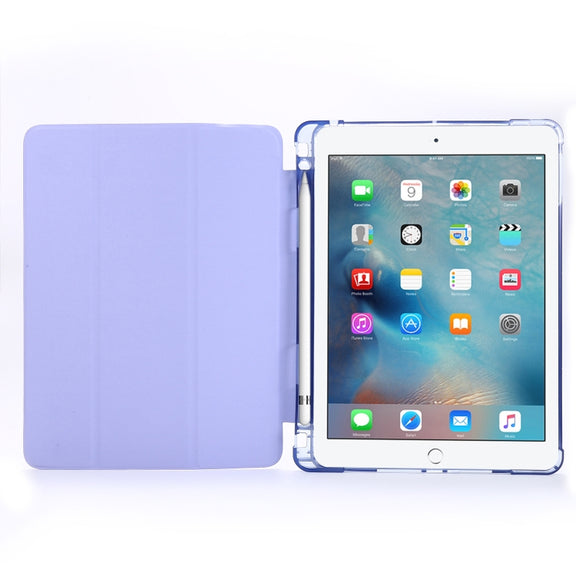 For iPad Air 2 Airbag Horizontal Flip Leather Case with Three-fold Holder & Pen Holder(Purple)