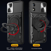 For Motorola Moto E13 CD Texture Sliding Camshield Magnetic Holder Phone Case(Black)