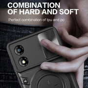 For Motorola Moto E13 CD Texture Sliding Camshield Magnetic Holder Phone Case(Black)