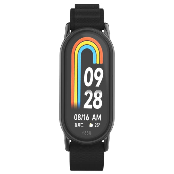 For Xiaomi Mi Band 8 Metal Plug Loop Nylon Watch Band(Black+Black)