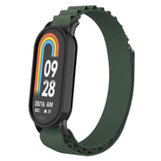 For Xiaomi Mi Band 8 Metal Plug Loop Nylon Watch Band(Black+Army Green)