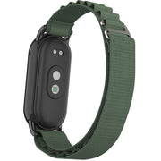 For Xiaomi Mi Band 8 Metal Plug Loop Nylon Watch Band(Black+Army Green)